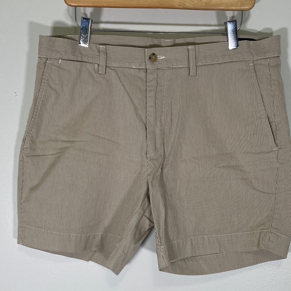 Polo by Ralph Lauren Beige Striped Flat Front Shorts